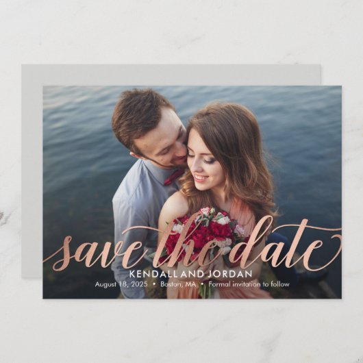 Einfach Romantische Save the Date Karte (Vorne/Hinten)