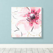 Einfach rosa | Aquarellblume Leinwanddruck (Insitu (Holzboden))