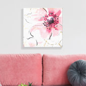 Einfach rosa | Aquarellblume Leinwanddruck (Insitu (Wohnzimmer))