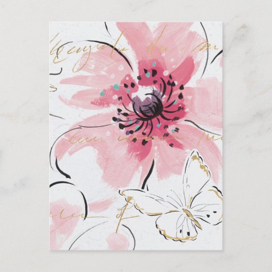 Einfach rosa | Aquarellblume Postkarte (Vorderseite)