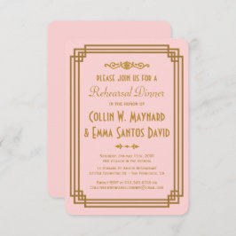 Einfach rosa Art Deco Probe Dinner lädt ein Einladung