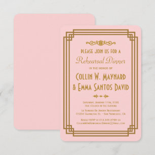 Einfach rosa Art Deco Probe Dinner lädt ein Einladung