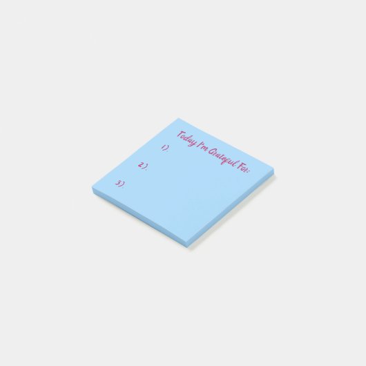Einfach rosa auf blaue Dankbarkeit Post-it Klebezettel (angewinkelt)