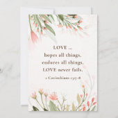 Einfach rosa Blumengarten Christlich Einladung (Rückseite)