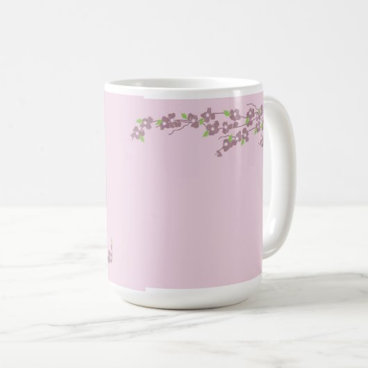 Einfach rosa Blüten Kaffeetasse (VorderseiteRechts)