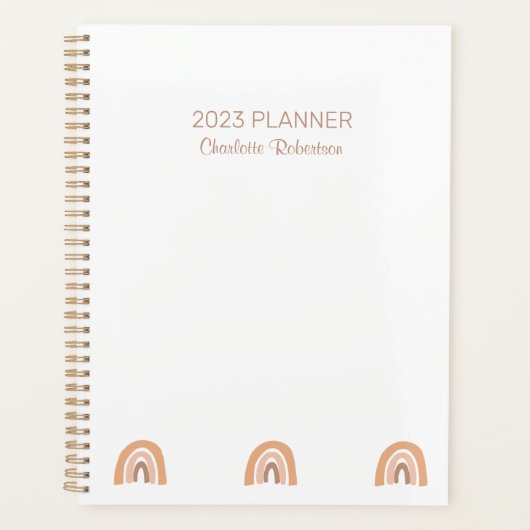 Einfach rosa Boho Rainbow Personalisiert Planer (Vorderseite)
