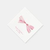Einfach rosa Bow Coquette Personalisiert Napkin Serviette (Ecke)