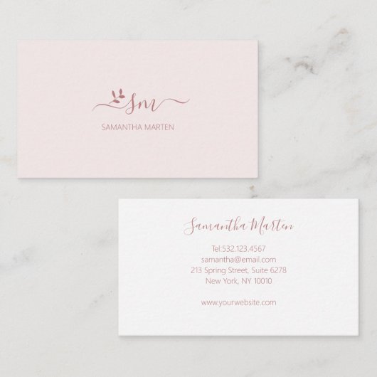 Einfach rosa, braun visitenkarte (Vorne/Hinten)