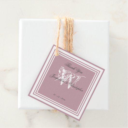 Einfach rosa Chic Modern Monogram Vielen Dank Geschenkanhänger (Beispiel)