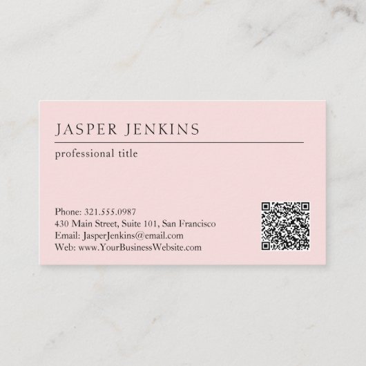 Einfach rosa Eleganter Beruflicher QR-Code Modern Rabattkarte (Rückseite)