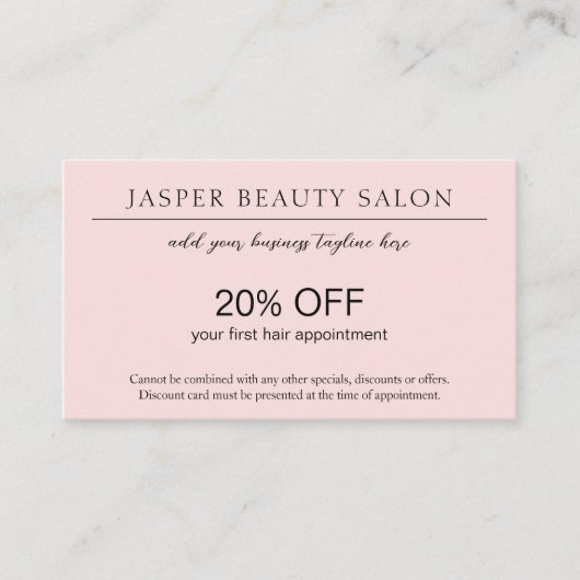 Einfach rosa Eleganter Beruflicher QR-Code Modern Rabattkarte (Vorderseite)