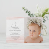 Einfach Rosa Foto Einladung (Stehend Vorderseite)