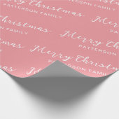 Einfach rosa, frohe Weihnachtsfamilie Geschenkpapier (Ecke)