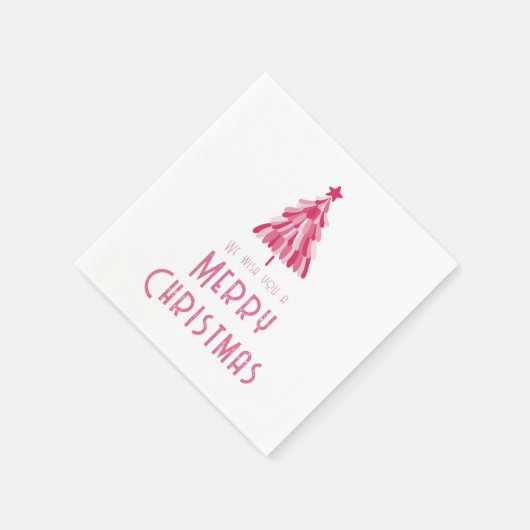 Einfach rosa, fröhlicher Weihnachtsbaum Serviette (Ecke)