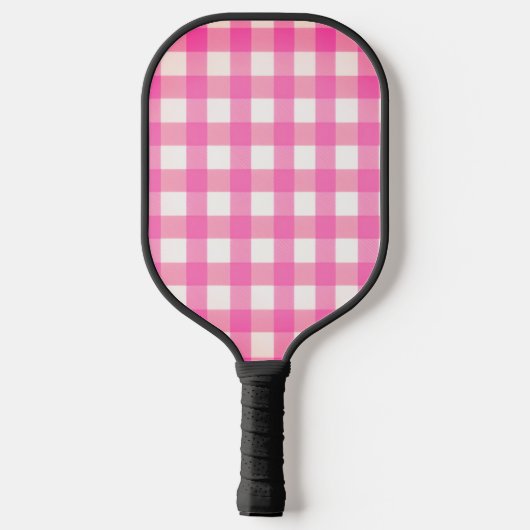 Einfach rosa Gingham Personalisiert Pickleball Schläger (Rückseite)