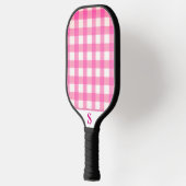 Einfach rosa Gingham Personalisiert Pickleball Schläger (Links)