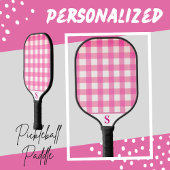 Einfach rosa Gingham Personalisiert Pickleball Schläger