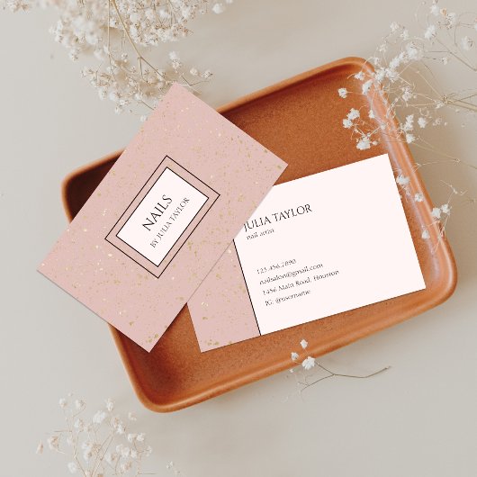 Einfach rosa Glitzer Nail Salon Maniküre Pastel Visitenkarte