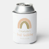 Einfach rosa Gold Boho Rainbow Erster Geburtstag Dosenkühler (Kanne Rückseite)