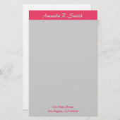 Einfach rosa grau briefpapier (Vorne/Hinten)