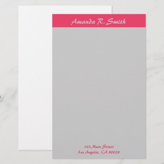 Einfach rosa grau briefpapier (Vorne/Hinten)