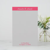 Einfach rosa grau briefpapier (Stehend Vorderseite)
