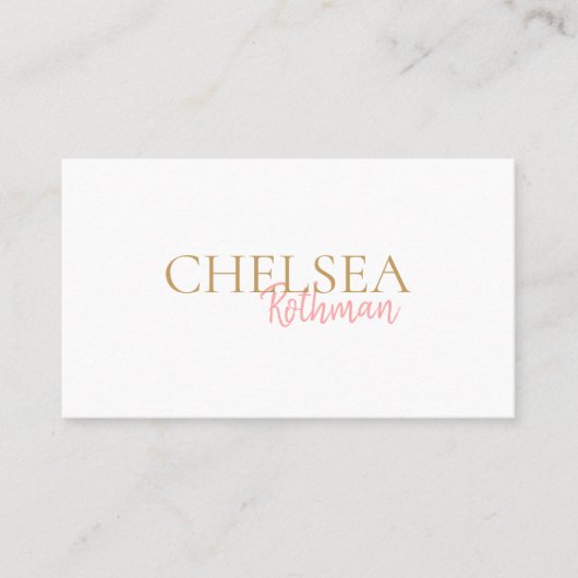 Einfach rosa handgeschriebener Script-Schriftart Visitenkarte (Vorderseite)