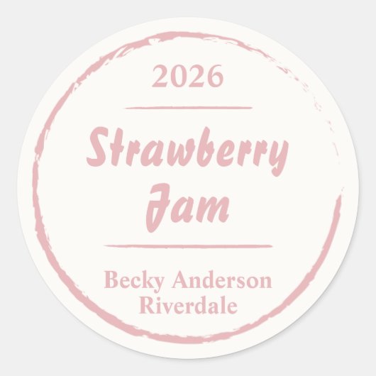 Einfach rosa, hausgemachte Marmelade Runder Aufkleber (Vorderseite)