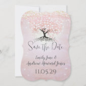 Einfach rosa Heart Leaf Tree Fairytale Wedding Einladung (Vorderseite)