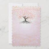 Einfach rosa Heart Leaf Tree Fairytale Wedding Einladung (Rückseite)