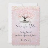 Einfach rosa Heart Leaf Tree Fairytale Wedding Einladung (Vorderseite)