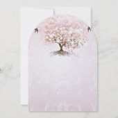 Einfach rosa Heart Leaf Tree Love Bird Wedding Einladung (Rückseite)