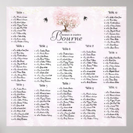 Einfach rosa Heart Leaf Tree Love Bird Wedding Poster