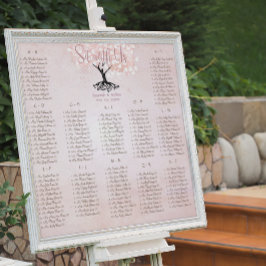 Einfach rosa Heart Leaf Tree Love Bird Wedding Poster