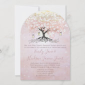 Einfach rosa Herz Leaf Tree Mason Jar Wedding Einladung (Vorderseite)