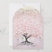 Einfach rosa Herz Leaf Tree Mason Jar Wedding Einladung (Rückseite)
