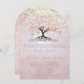 Einfach rosa Herz Leaf Tree Mason Jar Wedding Einladung (Vorne/Hinten)