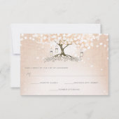 Einfach rosa Herz Leaf Tree Wedding RSVP (Vorderseite)
