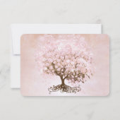 Einfach rosa Herz Leaf Tree Wedding RSVP Karte (Rückseite)
