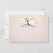 Einfach rosa Herz Leaf Tree Wedding RSVP Karte (Rückseite)