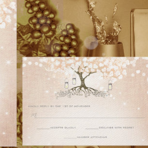 Einfach Rosa Herzblatt-Baum-Hochzeit RSVP Karte