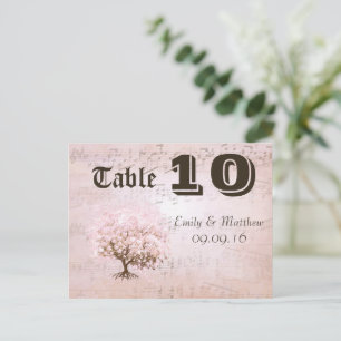Einfach Rosa Herzblatt-Baum-Tischnummer Postkarte