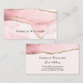 Einfach rosa Marmormor Agate Gold Glitzer Visitenkarte (Vorne/Hinten)