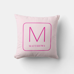 Einfach rosa, moderne Monogram-Kissen Kissen