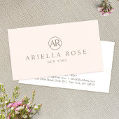 Einfach rosa Monogramm Beruflich Minimalistisch Visitenkarte