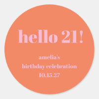 Einfach rosa Orange Niedlich fett 21. Geburtstag C
