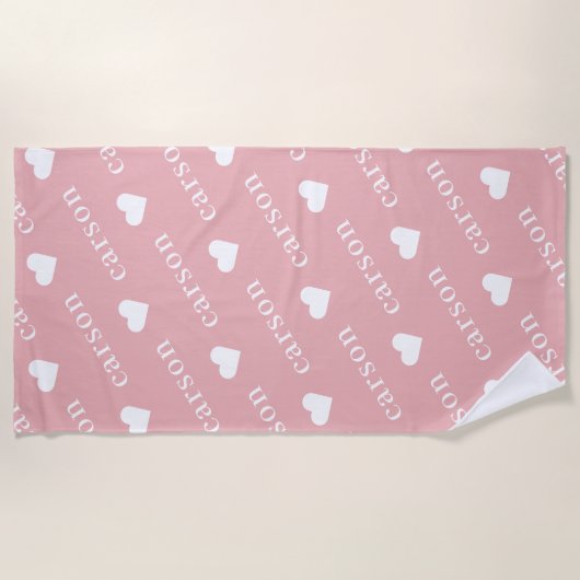 Einfach rosa Personalisierter Name Strandtuch (Vorderseite)