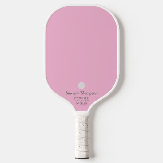 Einfach Rosa Personalisierter Text Pickleball Schläger (Vorderseite)