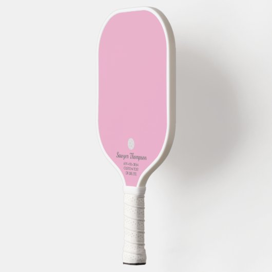 Einfach Rosa Personalisierter Text Pickleball Schläger (Links)