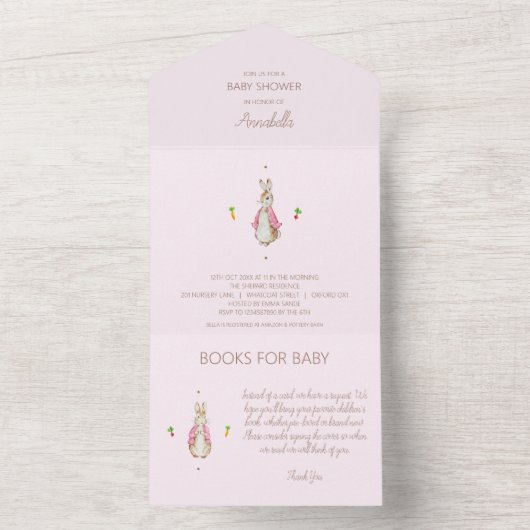 Einfach rosa Peter der Kaninchen All In One Einladung (Innen Boden)